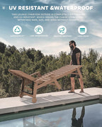 SERWALL HDPE Chaise Lounge Set of 2 for Outdoor, Brown
