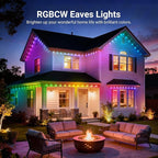 NEEWER 48ft Permanent Outdoor Lights for House Decor, Smart AI RGBCW Outside Eaves String Christmas Lighting with 30 LED Lights App Control 50+ Scenes IP65 Waterproof, Compatible with Alexa, NR02