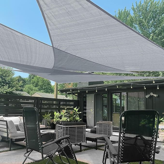 LOVE STORY Custom Size 8'x12'x14.4' Silver Grey Sun Shade Sail Triangle Sunshade Fabric Awning Canopy for Patio Backyard Carport Pergola (Customized)