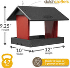 Poly Hanging Hopper Bird Feeder, Large Bird Feeder for Outside, Outdoors - Amish American Made (Hanging, Black & Red)