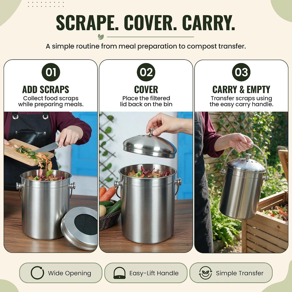 epica kitchen compost bin for kitchen countertops, 1.3, package contents