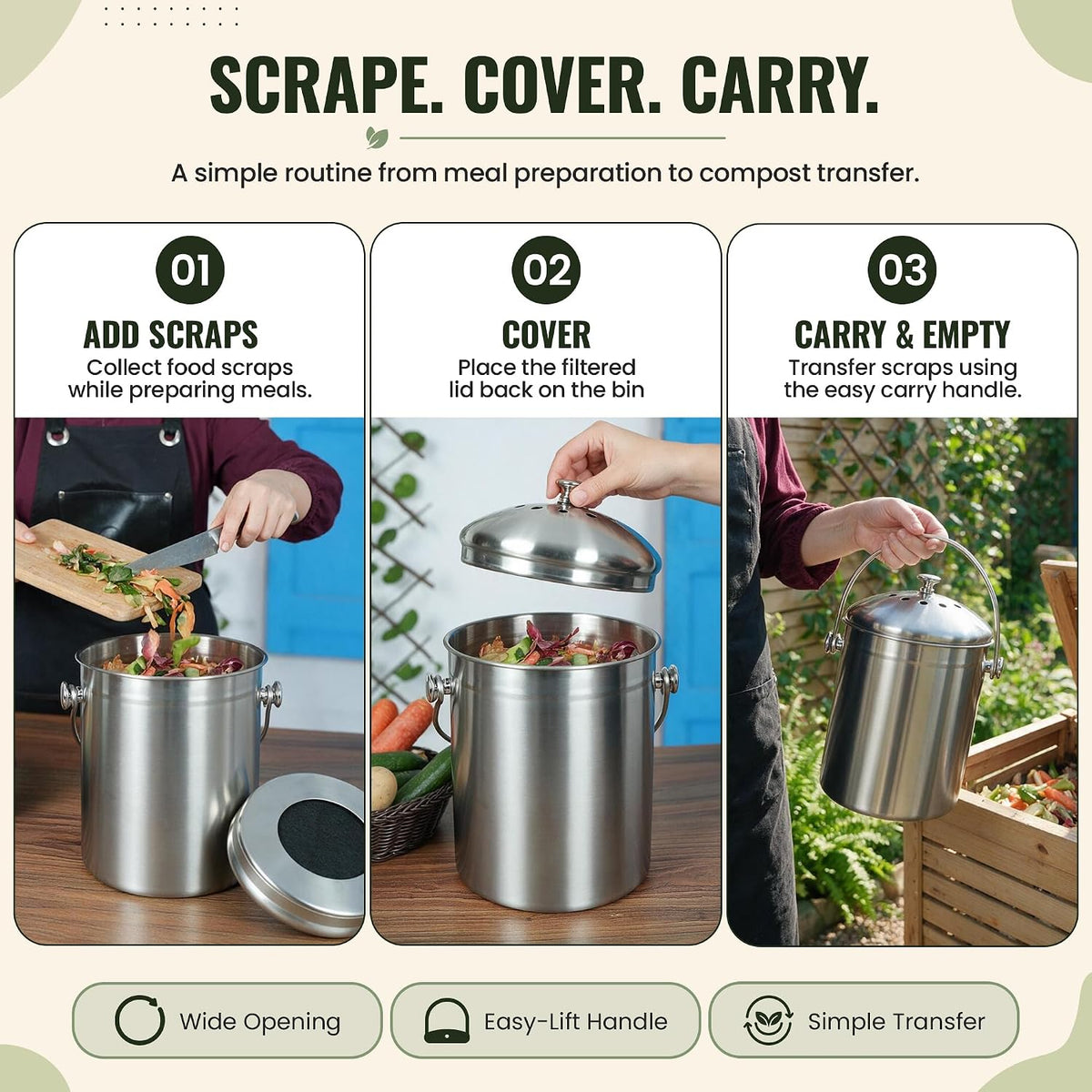 epica kitchen compost bin for kitchen countertops, 1.3, package contents