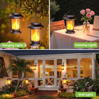 Solar Lantern Outdoor Waterproof, Flickering Flameless Solar Lights Hanging Lantern, Auto On/Off Decorative Solar Garden Lights for Patio Yard Porch Pathway Camping Decor