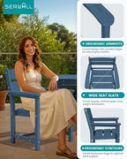 SERWALL Outdoor Dining Table Set, 67‘’ HDPE Patio Dining Set for 4, All-Weather Outdoor Table and Chairs Set for Deck, Blue