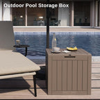 EAST OAK Outdoor Storage Box, 31 Gallon Deck Box, Waterproof Resin Storage Bin for Patio Cushions, Gardening Tools, Accessories, Lockable, UV Resistant, Brown