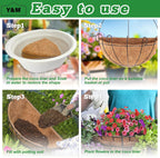 Y&M 2PCS 16" Half Round Coco Liner Pre-Formed Thick Replacement for Wall Basket Planter