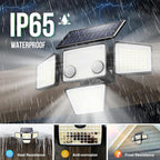 Solar Lights Outdoor - 3000LM 188 LED Motion Sensor Outdoor Lights, 4 Heads IP65 Waterproof Powered Security Flood Lights, 270°Wide Lighting Angle Wall Light with Sensors for Backyard (4 Pack)