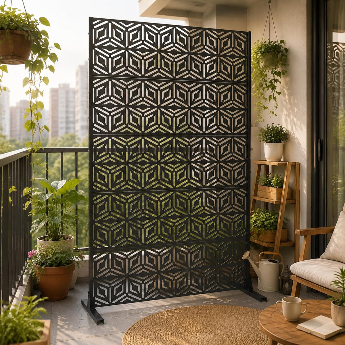 privacy screen outdoor, 72"x44" room divider 5-panel, freestanding, main product view