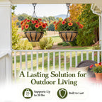 voxor metal hanging baskets for plants, heavy duty showing dimensions