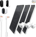 Solar Panel for Arlo Essential/XL Spotlight Cam (1st Gen), Essential 2K/2K XL (2nd Gen，3rd Gen), with 13FT Micro USB & Type-C Cables, 360° Adjustable Aluminum Mount3, 3 Pack
