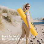 PHI VILLA 7ft Beach Umbrella with Fringe & Sand Anchor, Outdoor Patio Heavy Duty Windproof Portable Tassel Umbrellas for Sand with Push Button Tilt & Carrying Bag, UPF 50+, Yellow