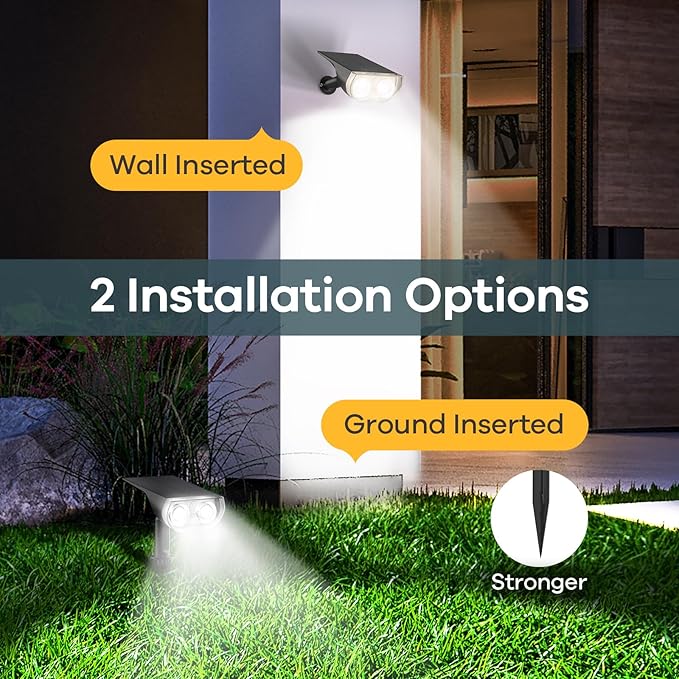 Linkind Solar Lights Outdoor Waterproof IP65, StarRay Dusk-to-Dawn Outdoor Solar Lights, 3 Lighting Modes Solar Spot Lights Outdoor for Garden, Yard, Landscape (Daylight, 6 Pack)