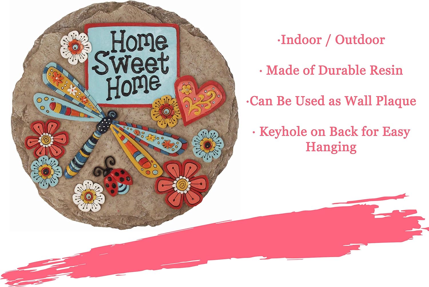 Spoontiques - Garden Décor - Home Sweet Dragonfly Stepping Stone - Decorative Stone for Garden