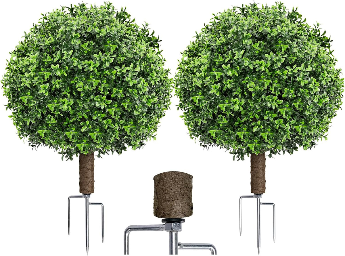 23.7" artificial boxwood topiary ball trees, main product view