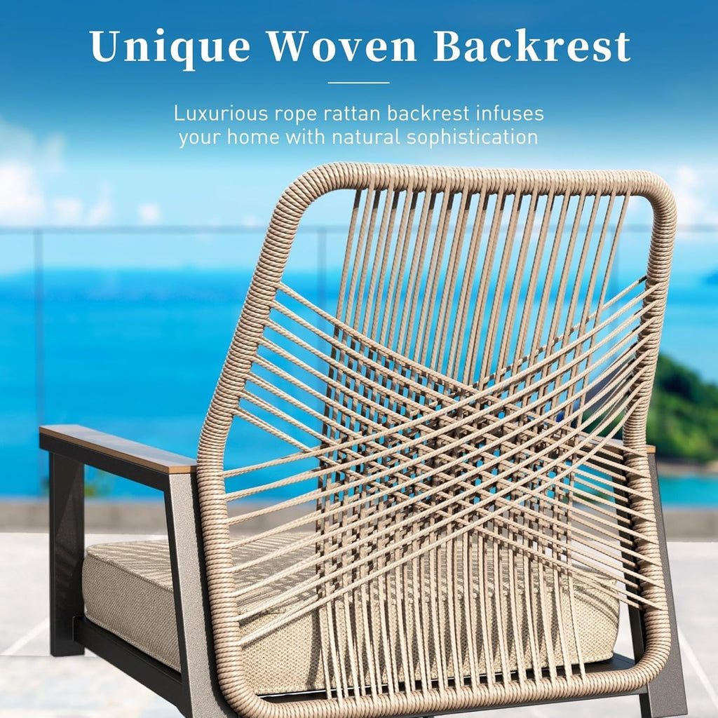 Patio Dining Chairs, Set of 8, PE Rattan, Wrought Iron | Outdoor waterproof cushioned chairs, metal frame, armrests, supports 300 lb. Rust-resistant, all-weather for porch backyard