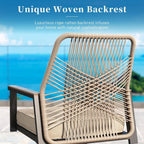 Patio Dining Chairs, Set of 8, PE Rattan, Wrought Iron | Outdoor waterproof cushioned chairs, metal frame, armrests, supports 300 lb. Rust-resistant, all-weather for porch backyard