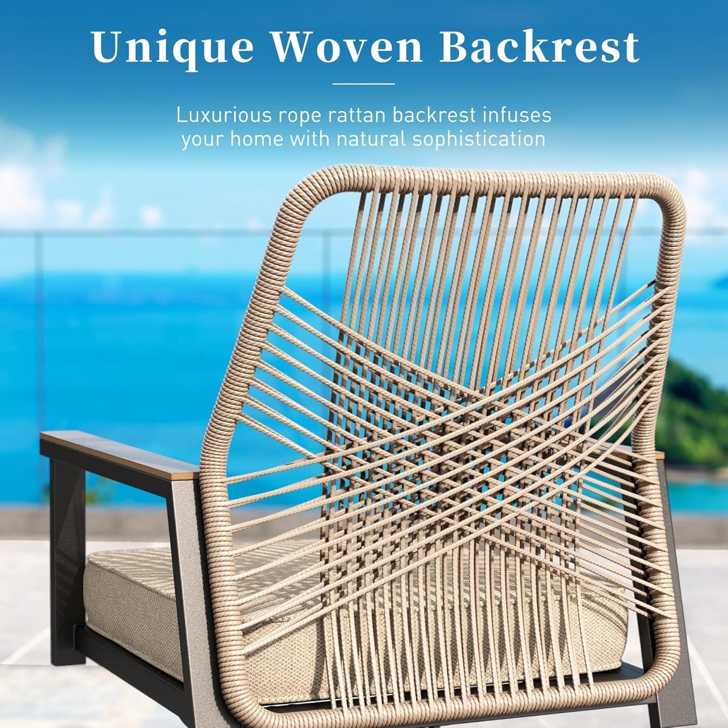 Patio Dining Chairs, Set of 8, PE Rattan, Wrought Iron | Outdoor waterproof cushioned chairs, metal frame, armrests, supports 300 lb. Rust-resistant, all-weather for porch backyard