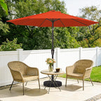 MEWAY 9ft Patio Umbrella Outdoor Table Umbrellas with Push Tilt and Crank, Market Umbrella 8 Sturdy Ribs for Deck, Garden, Pool and Backyard, Red Orange