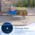 goplus wagon planter, decorative wooden garden planter with, side view