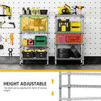 1000 lbs 4 Tier Shelf Metal Storage Shelves Wire Rack Closet Organizers for Garage Kitchen Bathroom Laundry Chrome 11.8" D x 25.6" W x 45.5" H