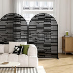 Casaphoria 72" H x 47" W Arched Metal Privacy Screen - Elegant Freestanding Outdoor Screen for Deck, Patio & Balcony - Versatile Decorative Privacy Panels for Home & Garden Use，Black-Shine