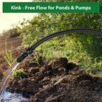 1/2 Inch Pond Tubing – 10ft Heavy Duty PVC Corrugated Pond Hose with 2 Stainless Steel Hose Clamps, Kink-Proof Black Pump Tubing for Garden Ponds, Waterfalls, Filters & Drainage