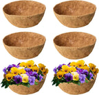 6 Pack 16 Inch Coco Liners for Hanging Baskets Coconut Husk Plant Liners 100% Natural Round Coco Coir Liner for Hanging Basket Flowers