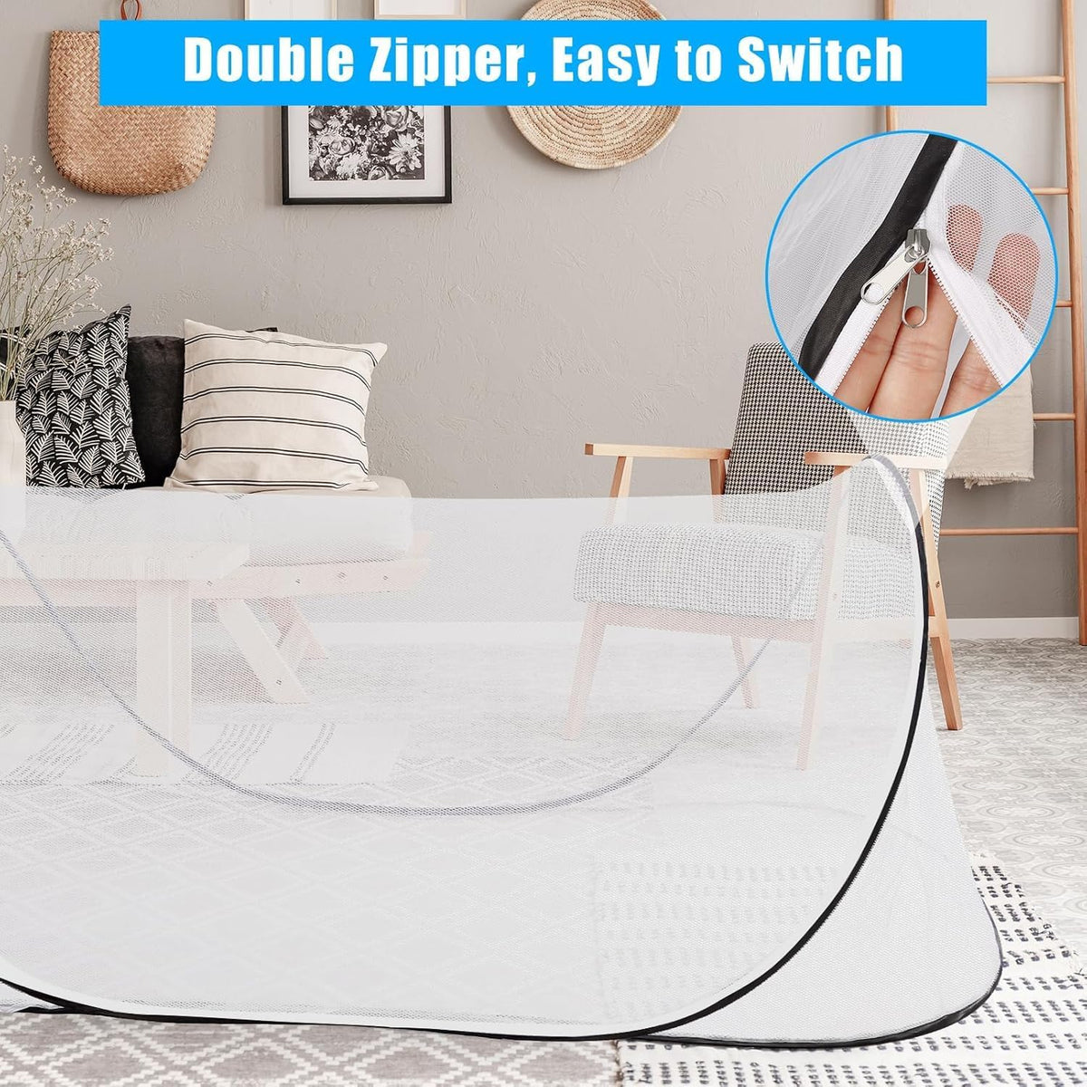 78*31*23 inch large pop up mosquito net, portable on a desk or shelf