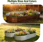 Galvanized Raised Garden Bed Outdoor, Large Raised Bed for Gardening, 2Pcs 6x3x1ft Oval Metal Planter Box for Vegetables, Fruits, Flowers, Silver