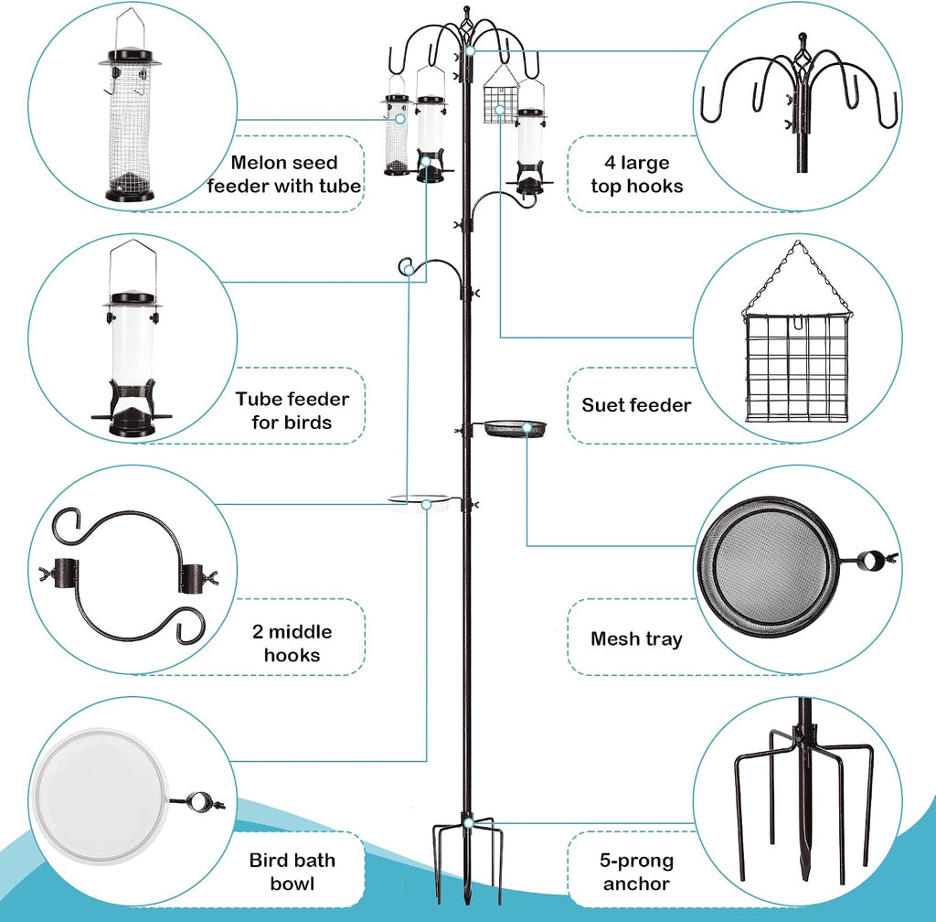 yingym 6-hook bird feeding station, 94 inch bird, close-up detail
