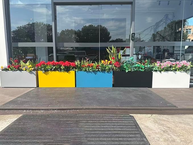 40" L x 16" W x 18" H Metal Large Rectangular Planter - Long Planter Box for Outdoor Patio/Porch Planter Boxes Outdoor Modern Design for Plants, Flowers, Garden,Spliced Flower Pot (Black)