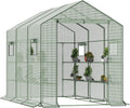9.75 ft walk-in greenhouse, 18 shelves, waterproof cover, main product view