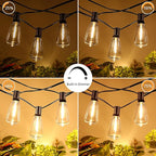 Brightever 150FT Outdoor Lights with Remote, 2700K/4000K/5000K Selectable LED String Lights for Outside with 75+2 ST38 Shatterproof Edison Bulbs, 3 Modes Dimmable Waterproof Hanging Lights for Patio