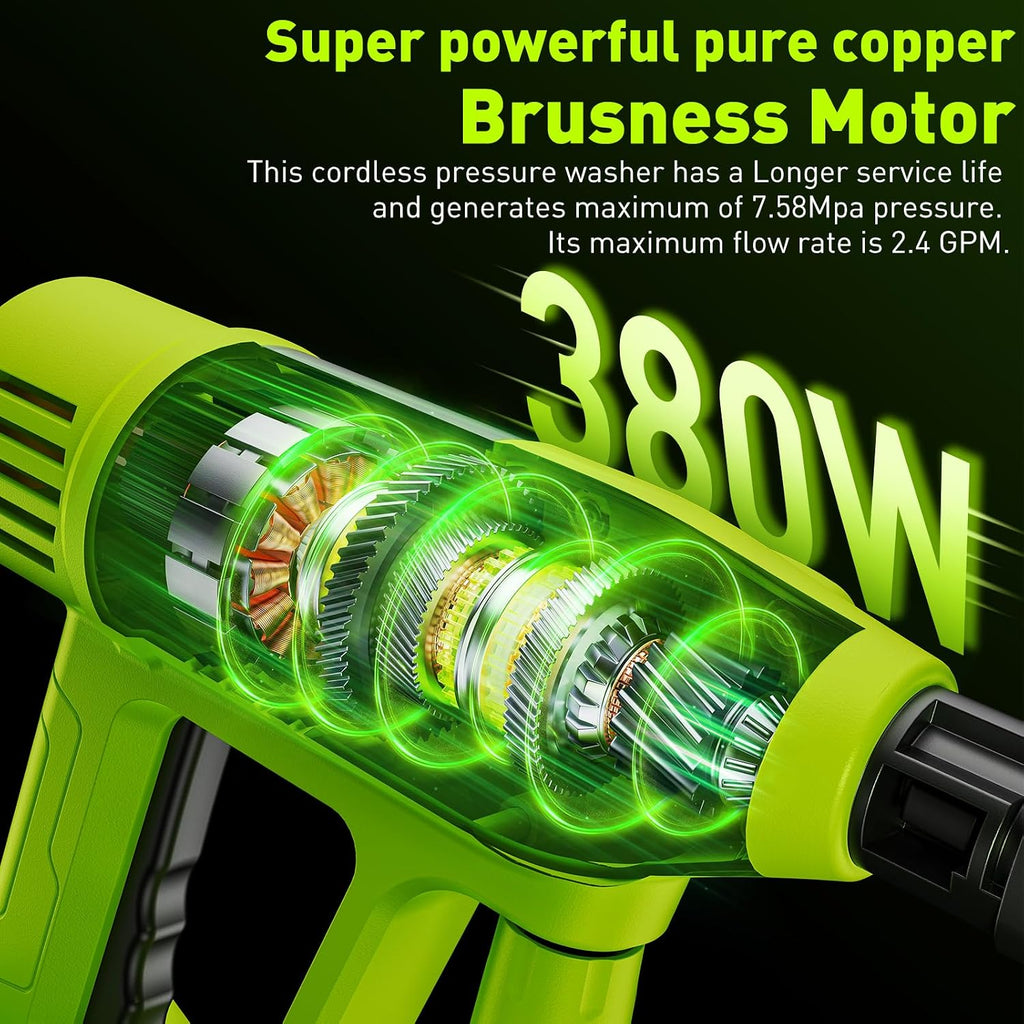 cordless car washer, 1100psi, portable cleaning tool with shown in use