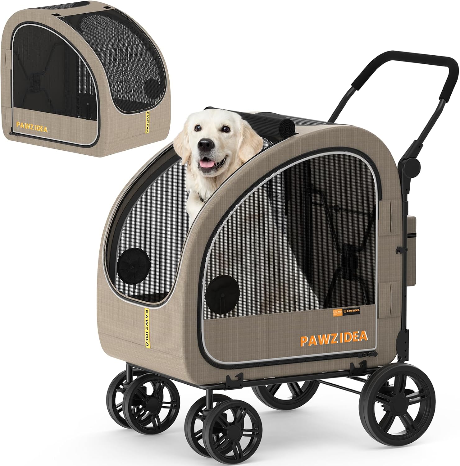 PAWZIDEA 9" Rear Wheel Replacement for 3-in-1 Large Dog Stroller with Detachable Carrier (Model: AP5100), Tool-Free & Maintenance-Free, Airless Heavy-Duty Spare Wheel (1 Piece)