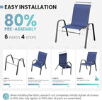 Patio Dining Chairs Set of 4, Outdoor Stackable Dining Chairs High Back for All Weather, Patio Furniture for Backyard, Porch, Garden, Pool Deck (Blue)