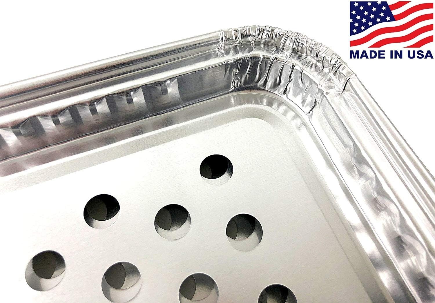 Pactogo 16" x 11" Aluminum Foil BBQ Gourmet Grill Topper Pan (Pack of 12)