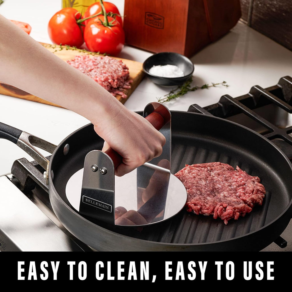 Bellemain Stainless Steel Round Smash Burger Press 6 inches Burger Smasher | patty smasher, perfect for sliders, smashburgers, and paninis