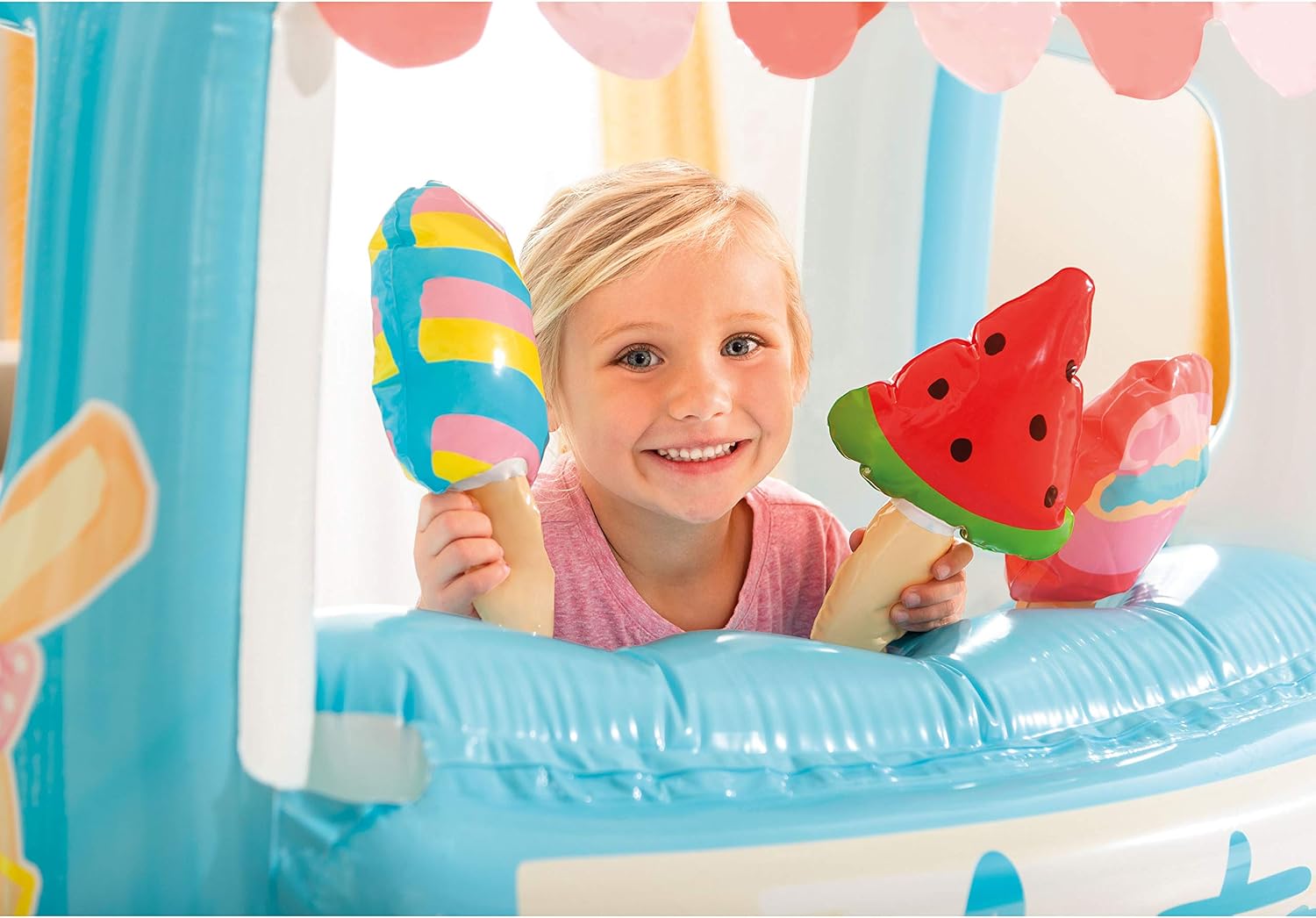 Intex Ice Cream Stand Inflatable Playhouse and Pool, for Ages 2-6, Multi, Model Number: 48672EP