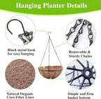 Metal Hanging Planters Basket Set of 4 Hanging Flower Pots 10 Inch Chain Round Wire Plant Holder with Coco Coir Liner Garden Watering Hanging Baskets for Patio Garden Outdoor1
