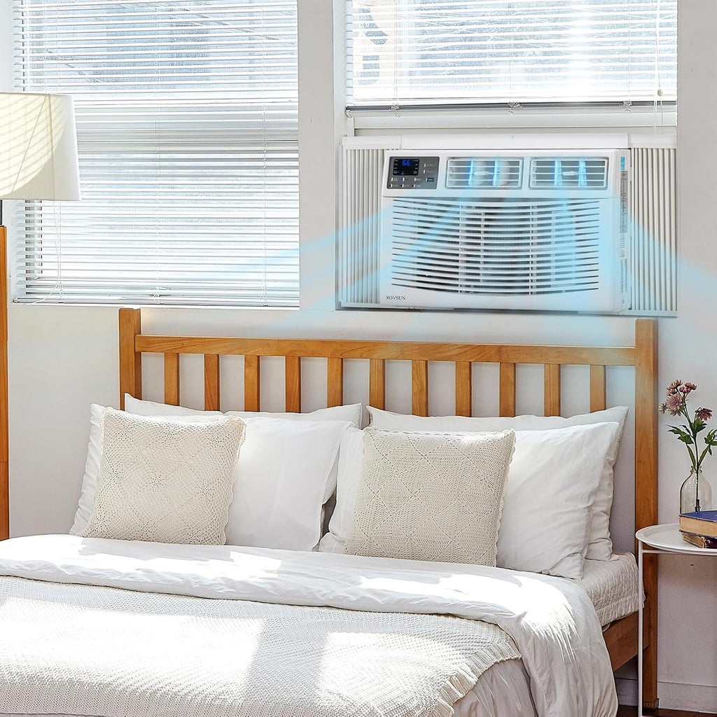 rovsun 8000 btu air conditioner window unit with, front angle view