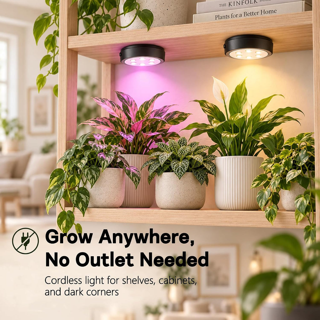 rechargeable grow lights for indoor plants, cordless plant, close-up detail