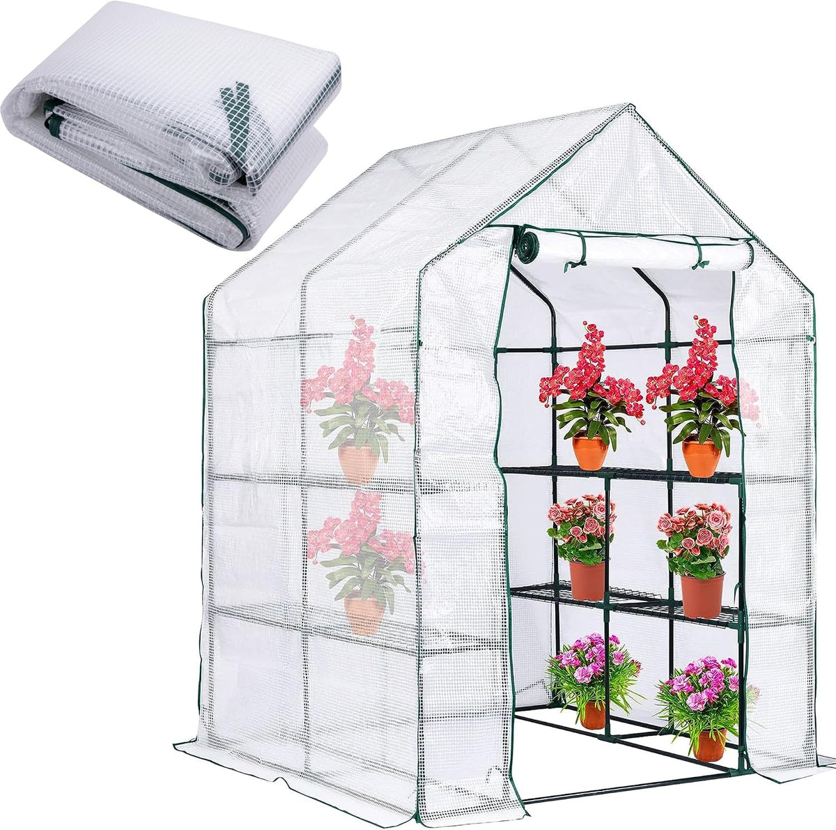 decohs walk-in greenhouse replacement cover with roll-up zipper, main product view