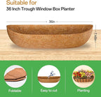 ZeeDix 36 Inch Trough Coconut Liners for Planters (2-Pack) - 100% Natural Coconut Coir Fiber Planter Liners Replacement for Window Boxes, Wall Baskets, Deck Flower Boxes, Garden Railing Fence Troughs