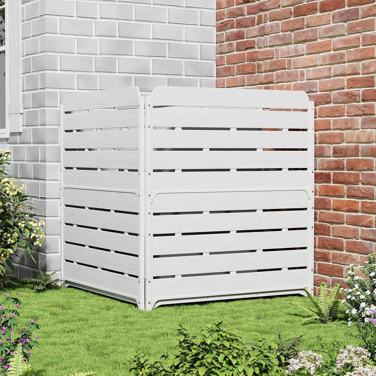 zzm white privacy fence panels (2 panels) outside, main product view