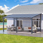AECOJOY 16' x 8' Gazebo Outdoor Pergola for Patio, 8x16 Hard Top Lean to Gazebo Shelter Pergolas and Gazebos Clearance with Patio Roof, Large Wall-Mounted Heavy Duty Awnings for Decks, Backyard
