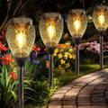 4 Pack Solar Pathway Lights Outdoor,IP65 Waterproof - Bright Outdoor Solar Lights for Yard,Auto On/Off Solar Driveway Lights,Solar Path Lights for Walkway Driveway Garden