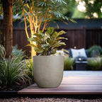 Kante 16.5" Dia Round Concrete Planter, Large Outdoor Modern Indoor Decorative Plant Pots with Drainage Hole and Rubber Plug for Home and Garden, Weathered Concrete