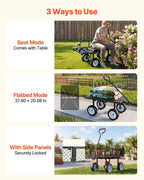 vevor 500 lbs steel garden cart with work showing dimensions