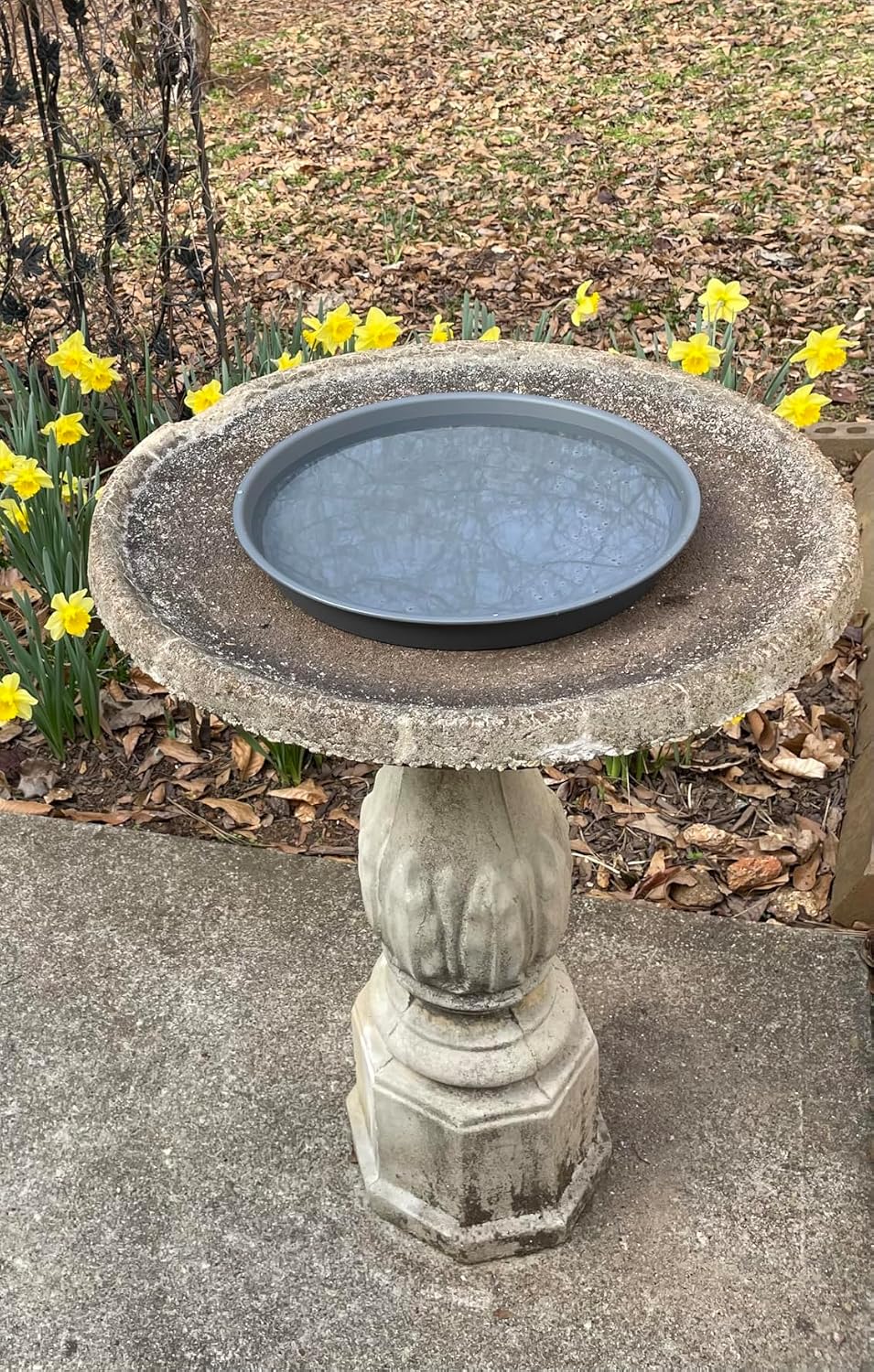 2 Pack Bird Bath Bowl 14", 1.6" Depth, 13 14 15 16 17 20 24 inch Plastic Birdbath Bowls Only, Birdbaths Dish for Outdoor Garden, Extra Large Plant Saucer (14", Brown)